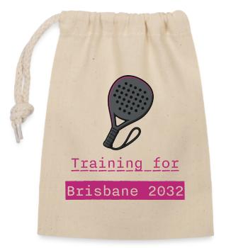 Padel Training Brisbane 2032 - Closable cotton gift bag (14x20cm) - nature - Front