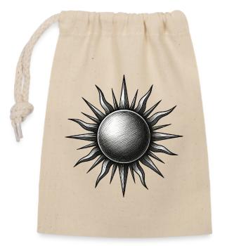 Vintage Sonnenstern Gravur - Verschließbarer Geschenkbeutel aus Baumwolle (14x20cm) - Natur - Vorne