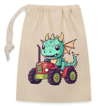 Dragon Tractor Farmer - Sac cadeau en coton avec cordon (14 x 20 cm) - nature - Devant