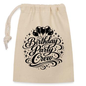 Birthday Party Crew - Closable cotton gift bag (14x20cm) - nature - Front