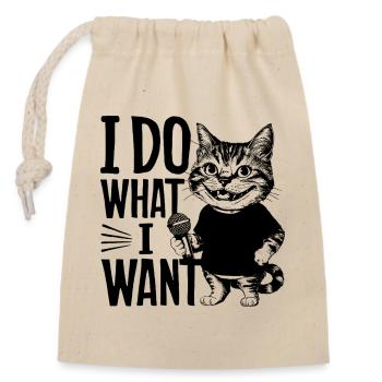 Funny cat Thé I do what I want - Sac cadeau en coton avec cordon (14 x 20 cm) - nature - Devant