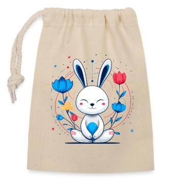 Kawaii Bunny in the Flower Circle - Closable cotton gift bag (14x20cm) - nature - Front
