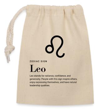 Leo - Zodiac Sign - Verschließbarer Geschenkbeutel aus Baumwolle (14x20cm) - Natur - Vorne