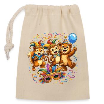 Funny Carnival Animals – Colorful Carnival Motif - Closable cotton gift bag (14x20cm) - nature - Front