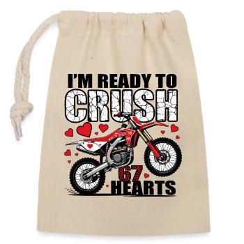 Crush Ready Moto Hearts - Verschließbarer Geschenkbeutel aus Baumwolle (14x20cm) - Natur - Vorne