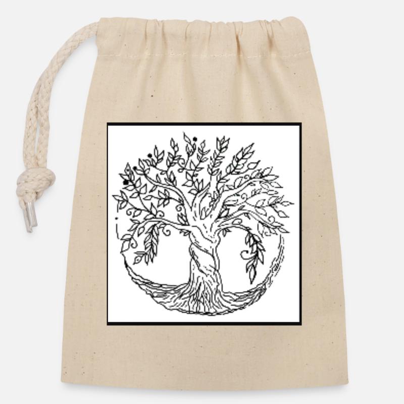 Baum des Lebens - Verschließbarer Geschenkbeutel aus Baumwolle (14x20cm) - Natur