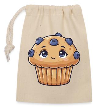 Dessin animé Kawaii Blueberry Muffin - Sac cadeau en coton avec cordon (14 x 20 cm) - nature - Devant