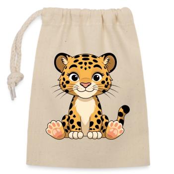 Tirage de dessin animé Chaton Léopard - Sac cadeau en coton avec cordon (14 x 20 cm) - nature - Devant