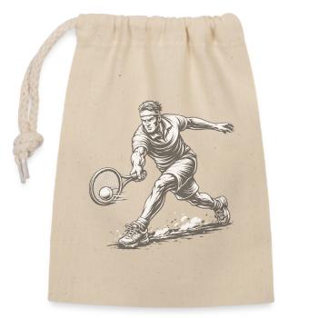 Dynamischer Tennisspieler im Retro-Stil - Verschließbarer Geschenkbeutel aus Baumwolle (14x20cm) - Natur - Vorne