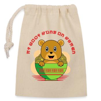Mon corps fonctionne à base de nouilles nouilles ramen mignonnes en forme d’ours - Sac cadeau en coton avec cordon (14 x 20 cm) - nature - Devant