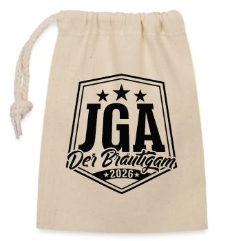 Enterrement de vie de garçon 2026 Le mariage de garçon - Sac cadeau en coton avec cordon (14 x 20 cm) - nature - Devant