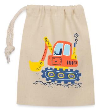 Pelleteuse engins de chantier travaux  - Sac cadeau en coton avec cordon (14 x 20 cm) - nature - Devant