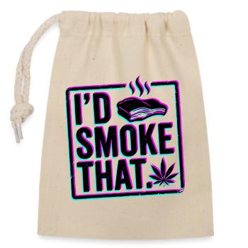 BBQ, SMOKe, Grillmeister Shirt für Grillfans - Verschließbarer Geschenkbeutel aus Baumwolle (14x20cm) - Natur - Vorne