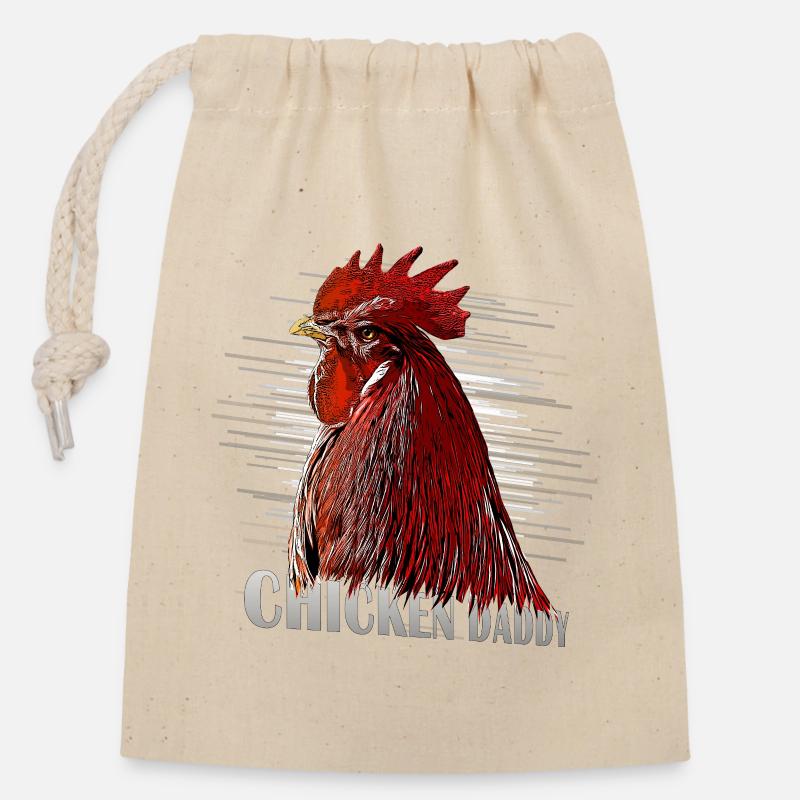 Chicken Fans - - Rooster - ChickenDaddy - Closable cotton gift bag (14x20cm) - nature