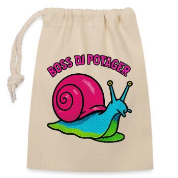 Escargot Chef du Potager - Retro Comic - Sac cadeau en coton avec cordon (14 x 20 cm) - nature - Devant