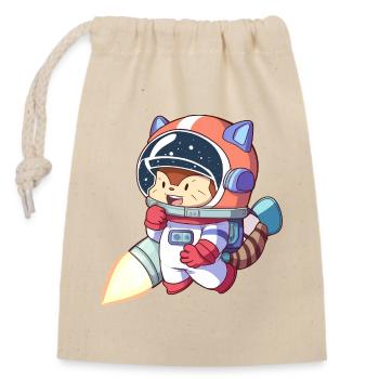 Katzenastronaut im Weltraumanzug - Verschließbarer Geschenkbeutel aus Baumwolle (14x20cm) - Natur - Vorne