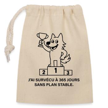 Loup vainqueur sans plan stable - Sac cadeau en coton avec cordon (14 x 20 cm) - nature - Devant