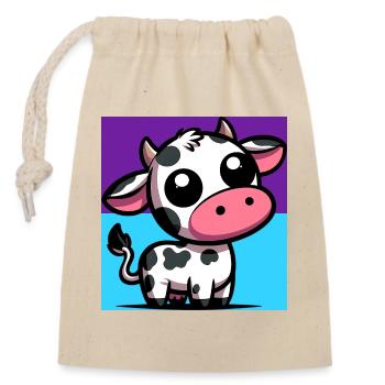 vache - Sac cadeau en coton avec cordon (14 x 20 cm) - nature - Devant