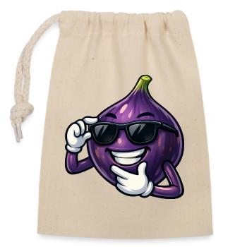 Dessin animé Fig Cool Fruit Summer Fruit - Sac cadeau en coton avec cordon (14 x 20 cm) - nature - Devant