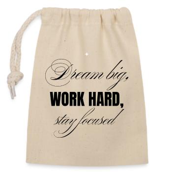 Work Hard - Verschließbarer Geschenkbeutel aus Baumwolle (14x20cm) - Natur - Vorne