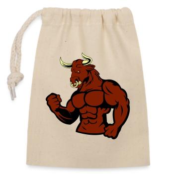 Taureau musclé Taureau - Sac cadeau en coton avec cordon (14 x 20 cm) - nature - Devant