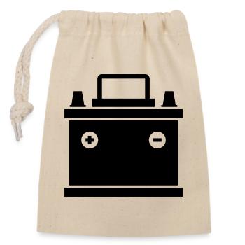 Car battery - Closable cotton gift bag (14x20cm) - nature - Front