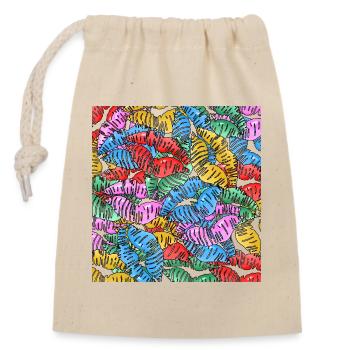 Bunte Küsse - Verschließbarer Geschenkbeutel aus Baumwolle (14x20cm) - Natur - Vorne