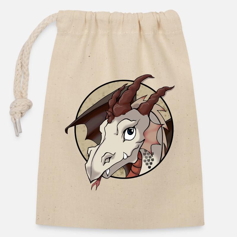 Dragon mignon - Sac cadeau en coton avec cordon (14 x 20 cm) - nature