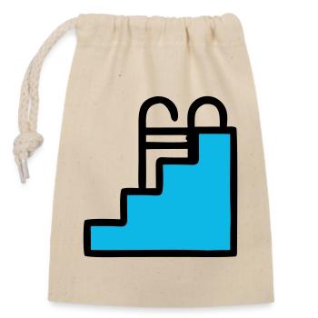  Pool Leiter Schwimmbad Icon - Verschließbarer Geschenkbeutel aus Baumwolle (14x20cm) - Natur - Vorne