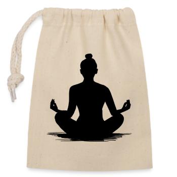 Silhouette Meditierende Frau Yoga - Illustration - Verschließbarer Geschenkbeutel aus Baumwolle (14x20cm) - Natur - Vorne