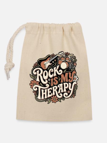 Rock Therapy - Verschließbarer Geschenkbeutel aus Baumwolle (14x20cm) - Natur