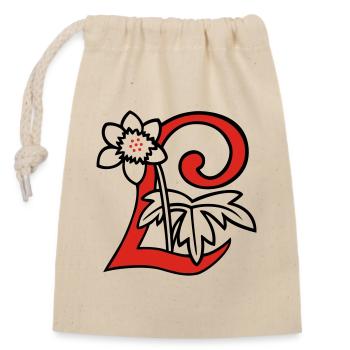 Buchstabe L Blüte Initiale - Verschließbarer Geschenkbeutel aus Baumwolle (14x20cm) - Natur - Vorne