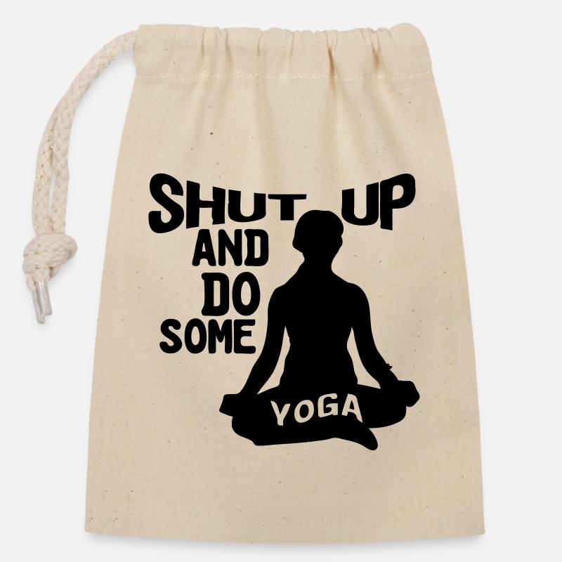Shut up and do some Yoga - Closable cotton gift bag (14x20cm) - nature