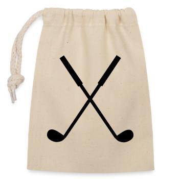 Golfschläger in schwarz - Verschließbarer Geschenkbeutel aus Baumwolle (14x20cm) - Natur - Vorne
