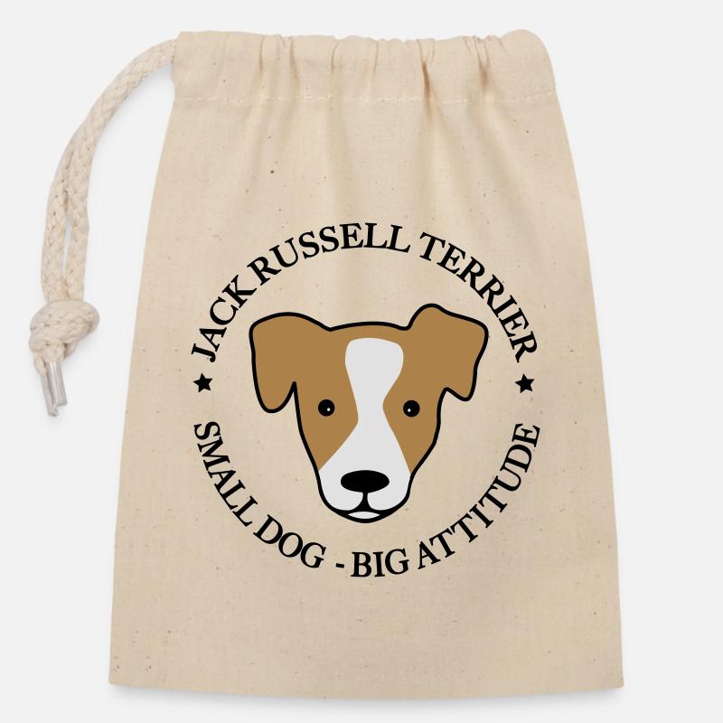 Jack Russell Terrier - Sac cadeau en coton avec cordon (14 x 20 cm) - nature