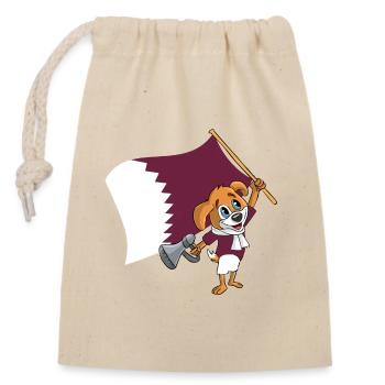 Qatar Fan Dog - Closable cotton gift bag (14x20cm) - nature - Front