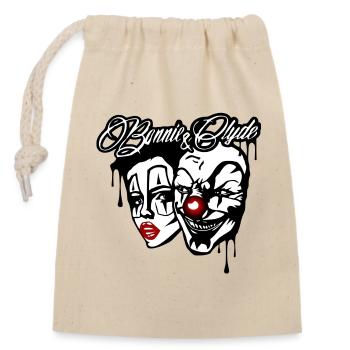 bonnie and clyde love couple valentine's day sticker - Closable cotton gift bag (14x20cm) - nature - Front