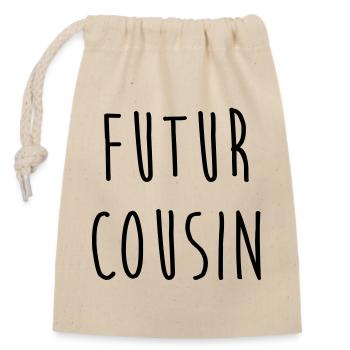 Futur Cousin / Cousine / Bébé / Naissance / Baby - Closable cotton gift bag (14x20cm) - nature - Front