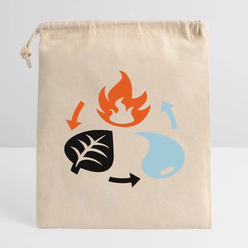 Feu, eau, éléments végétaux Sac cadeau en coton avec cordon (14 x 20 cm)