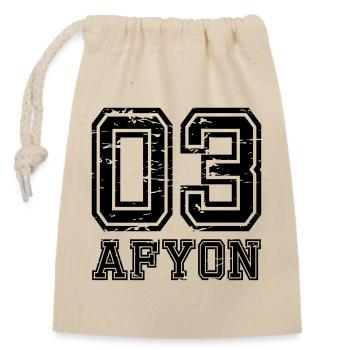Afyon 03 look usé - Sac cadeau en coton avec cordon (14 x 20 cm) - nature - Devant