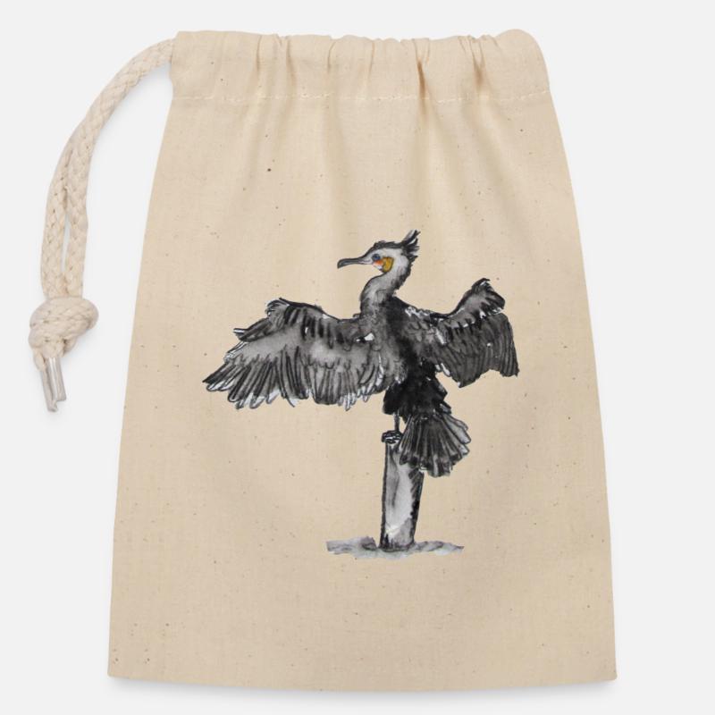Kormoran - Verschließbarer Geschenkbeutel aus Baumwolle (14x20cm) - Natur