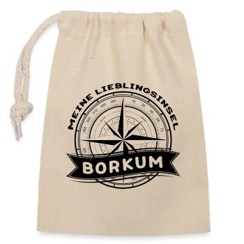 Borkum - Meine Lieblingsinsel - Verschließbarer Geschenkbeutel aus Baumwolle (14x20cm) - Natur - Vorne