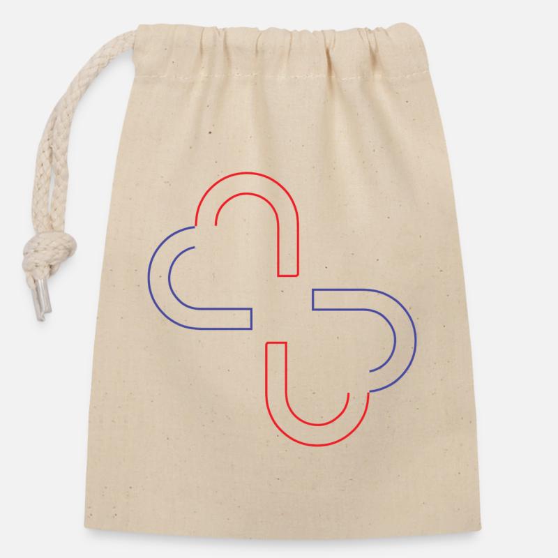 double cœur - Sac cadeau en coton avec cordon (14 x 20 cm) - nature