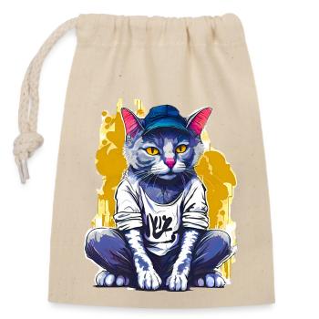 Graffiti de chat - Sac cadeau en coton avec cordon (14 x 20 cm) - nature - Devant