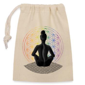 Meditating woman - Closable cotton gift bag (14x20cm) - nature - Front