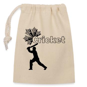 Star-Cricketspieler - Verschließbarer Geschenkbeutel aus Baumwolle (14x20cm) - Natur - Vorne