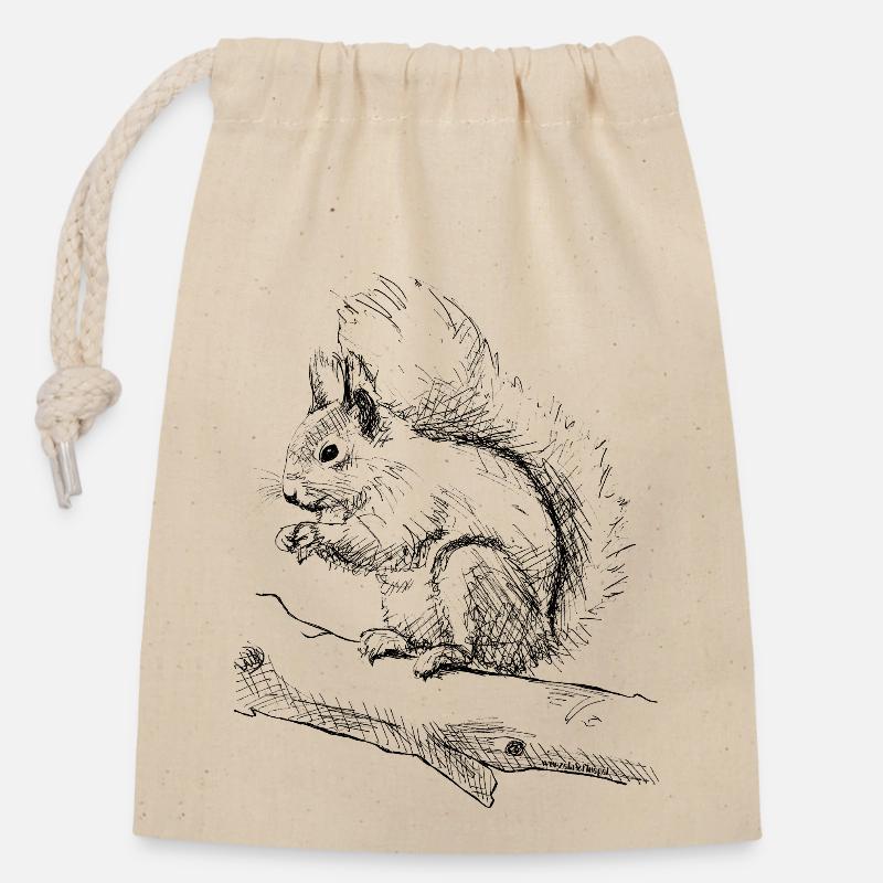 Squirrel - Closable cotton gift bag (14x20cm) - nature