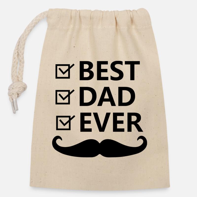 Best dad ever - Sac cadeau en coton avec cordon (14 x 20 cm) - nature