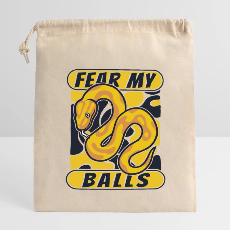 Fear My Balls Python Snake Banana Ball Python Sac cadeau en coton avec cordon (14 x 20 cm)
