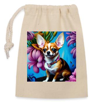 Chihuahua - Chéri - Sac cadeau en coton avec cordon (14 x 20 cm) - nature - Devant